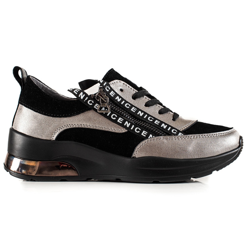Goodin Leather Sneakers With A Zipper black