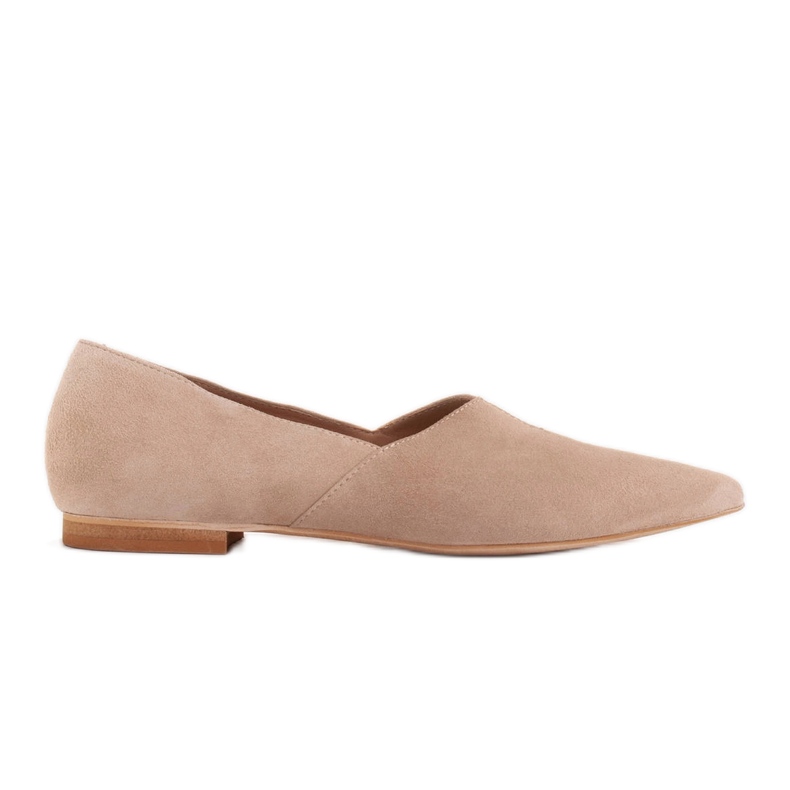 Marco Shoes Suede ballerinas with a cut-out 1285P-047-1 beige