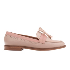 Marco Shoes Loafers with decorative fringes beige pink