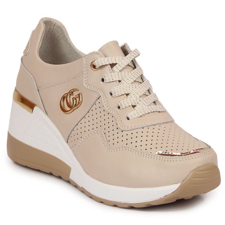 Leather sneakers S.Barski W OLI149 beige Leather sneakers S.Barski W OLI149 beige