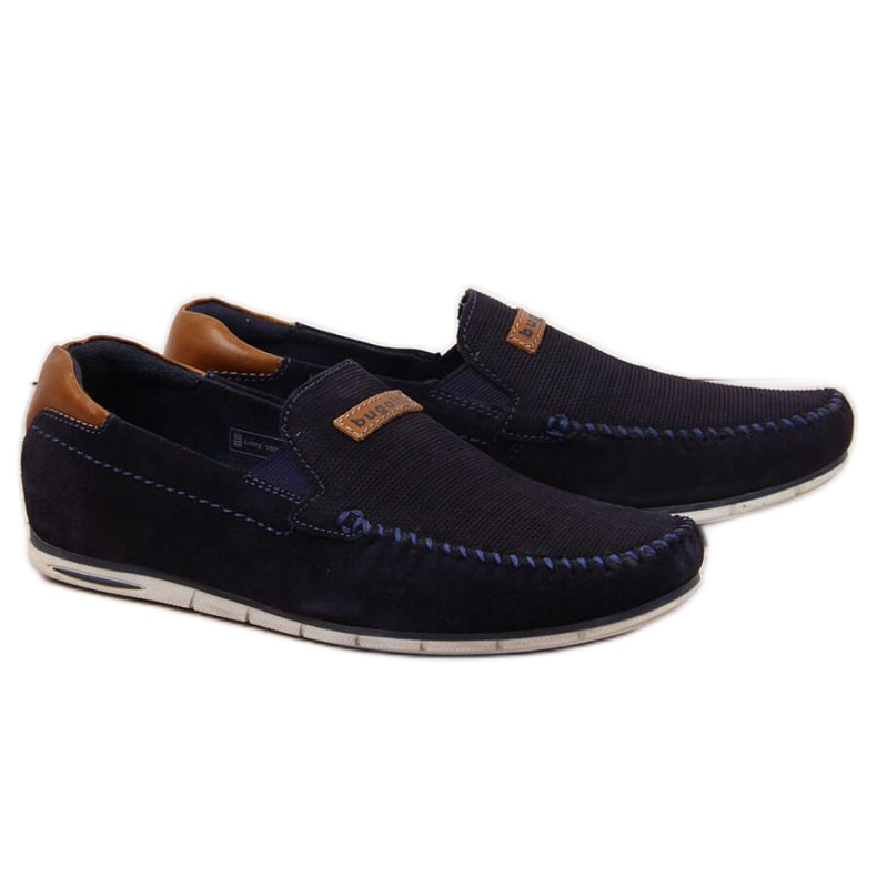 Leather loafers Bugatti M HH153084 navy blue