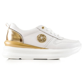 Filippo Stylish Leather Sneakers white golden Filippo Stylish Leather Sneakers white golden