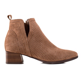VINCEZA brown openwork boots VINCEZA brown openwork boots