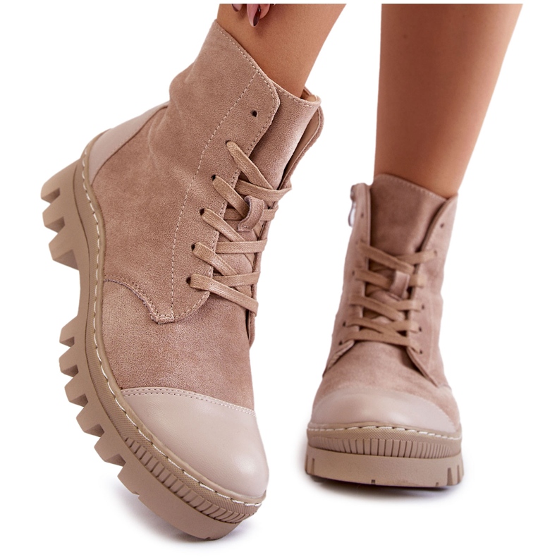 S.Barski Women's Suede Boots Beige Margot