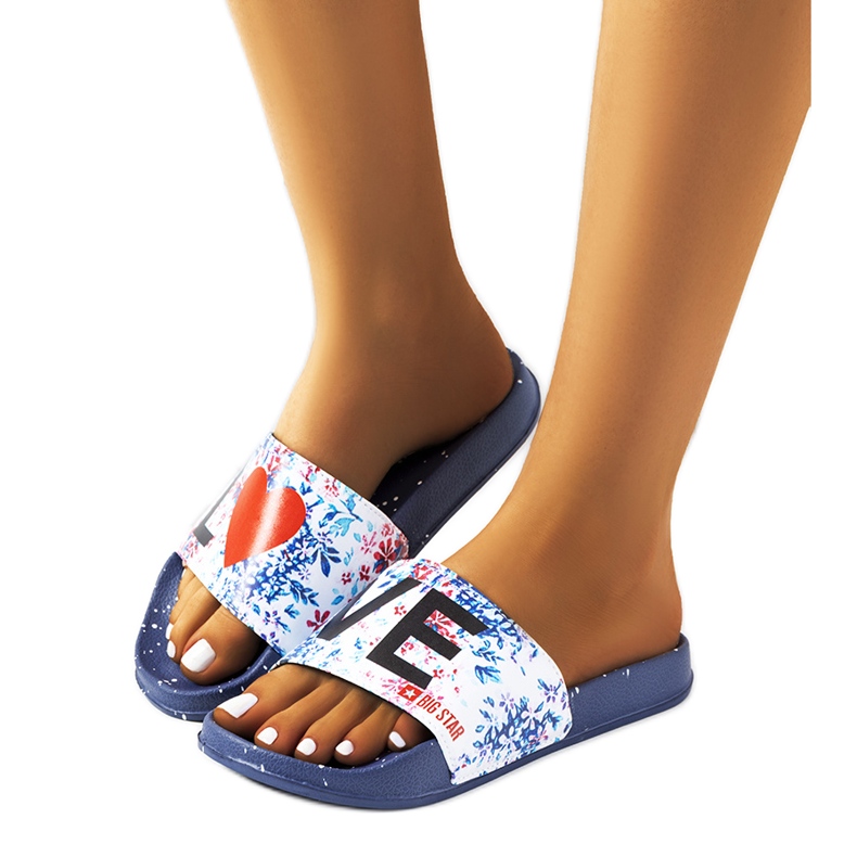 Navy blue slippers Love Big Star DD274A257 white multicolored Navy blue slippers Love Big Star DD274A257 white multicolored