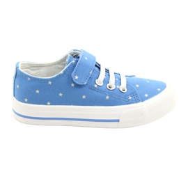 Sneakers With Velcro Silver Atletico Stars WY21383 Blue