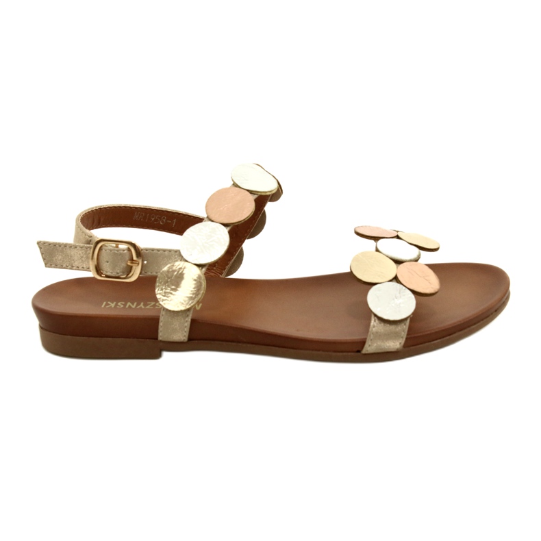 M.Daszyński Sandals golden wheels Daszyński MR1958-1 Gold beige silver