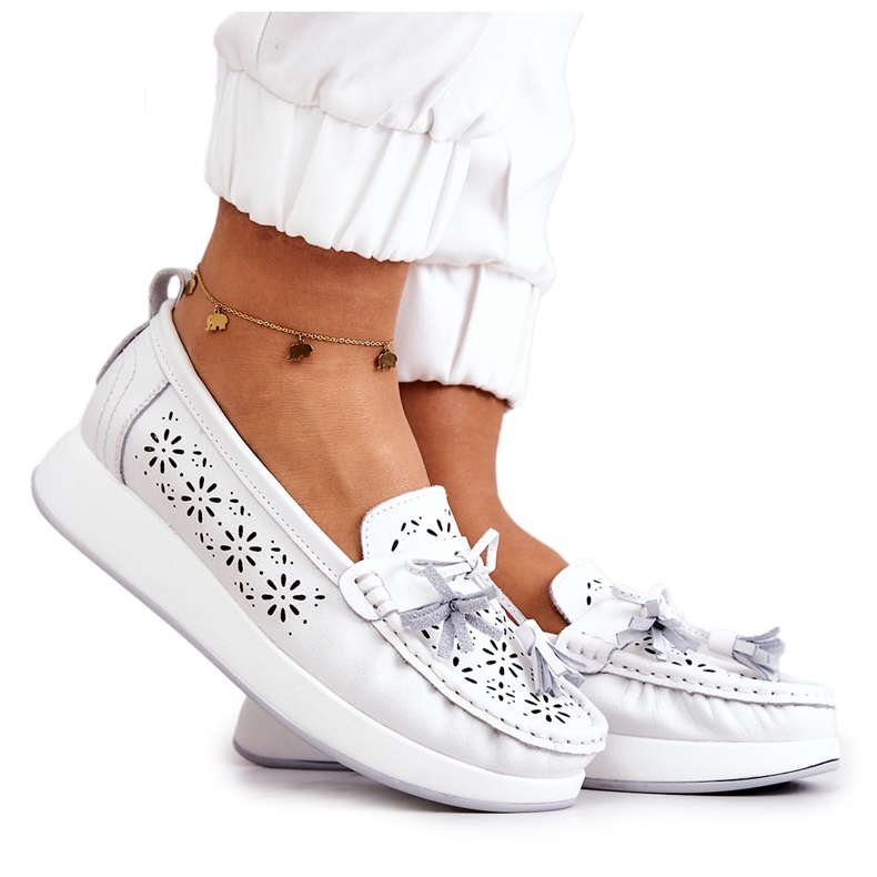Vinceza Women's Openwork Loafers On The White Louise Platform