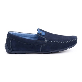 Olivier Men's leather loafers 937MA navy blue