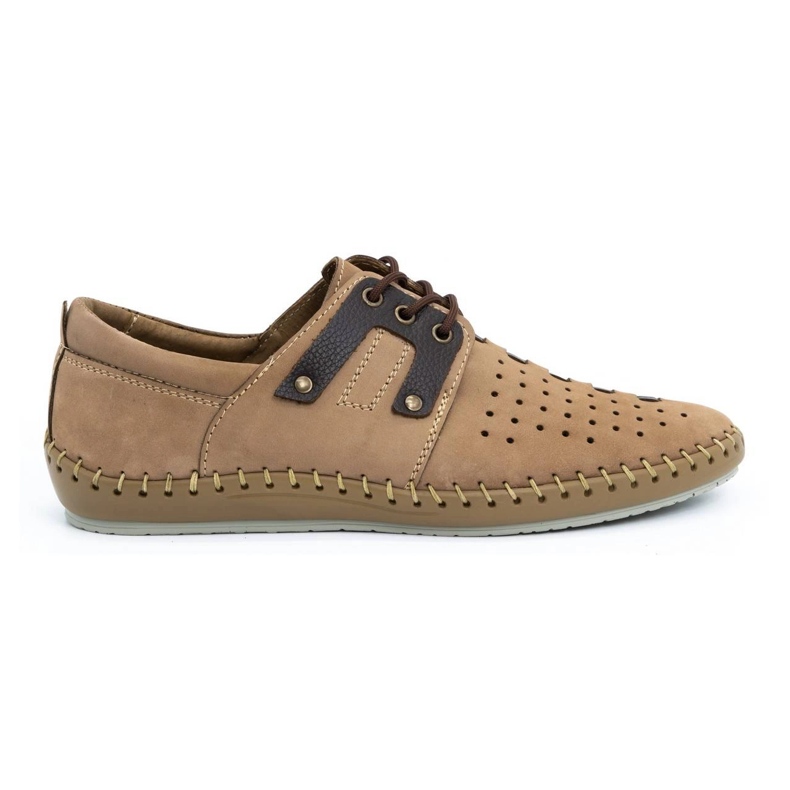 Olivier Men's leather summer shoes 882LMA beige