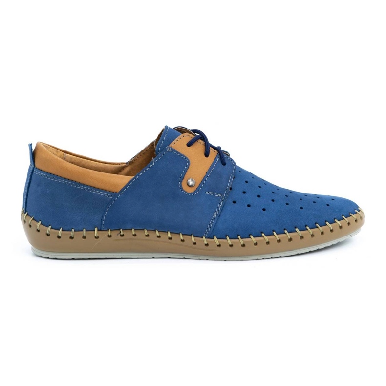 Olivier Men's leather summer shoes 744LMA blue