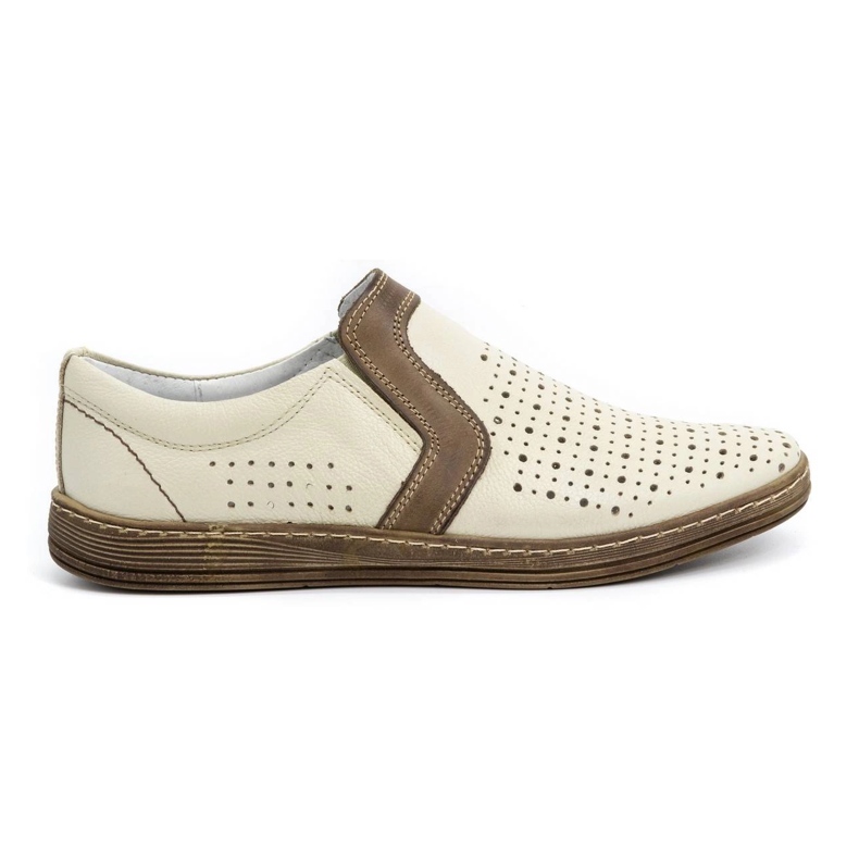 Olivier Men's leather moccasins shoes for summer 713MP ecru beige Olivier Men's leather moccasins shoes for summer 713MP ecru beige