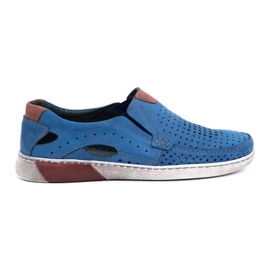 Olivier Men's shoes leather moccasins 937MP blue