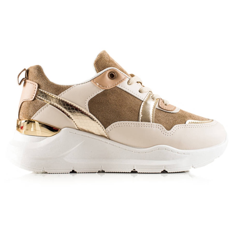 TRENDI Stylish Sneakers beige brown golden
