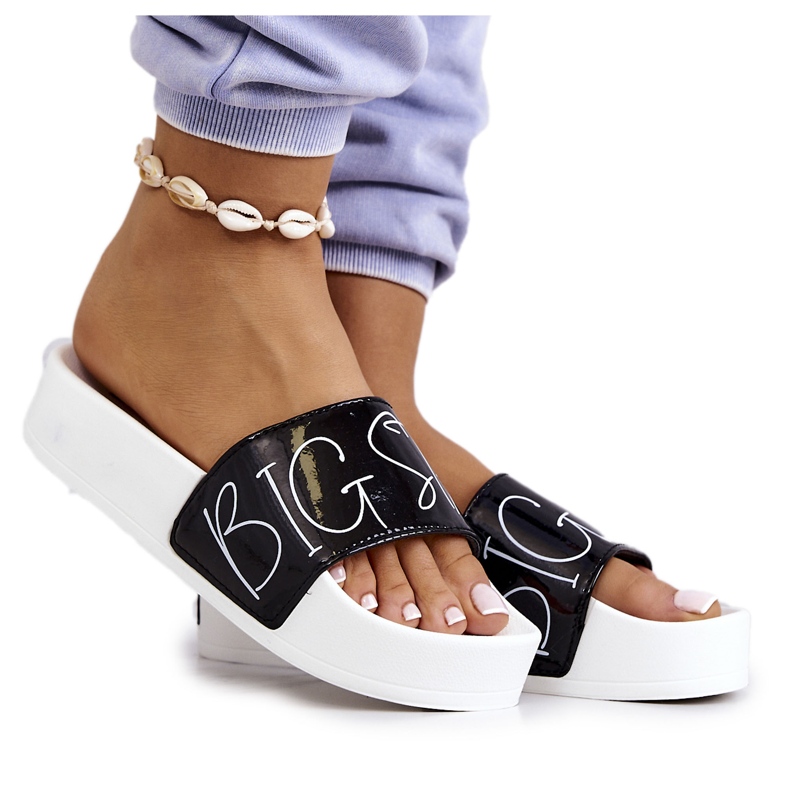 Women's Rubber Slippers Big Star JJ274A276 White and Black Women's Rubber Slippers Big Star JJ274A276 White and Black