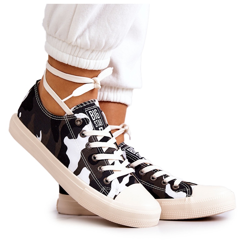 Women's Material Sneakers Camo Big Star JJ274237 White-Gray