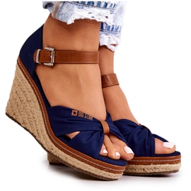 Women's Sandals On Wedge Big Star JJ274938 Navy Blue