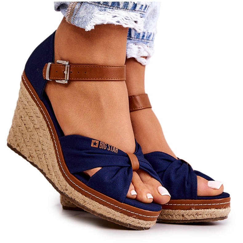 Women's Sandals On Wedge Big Star JJ274938 Navy Blue Women's Sandals On Wedge Big Star JJ274938 Navy Blue