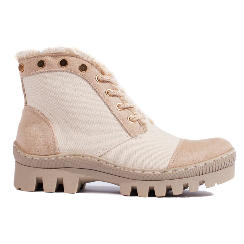 S. BARSKI Beżowe Traperki S.BARSKI beige