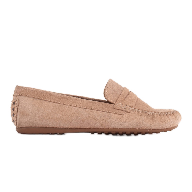 Marco Shoes Comfortable loafers made of soft leather beige