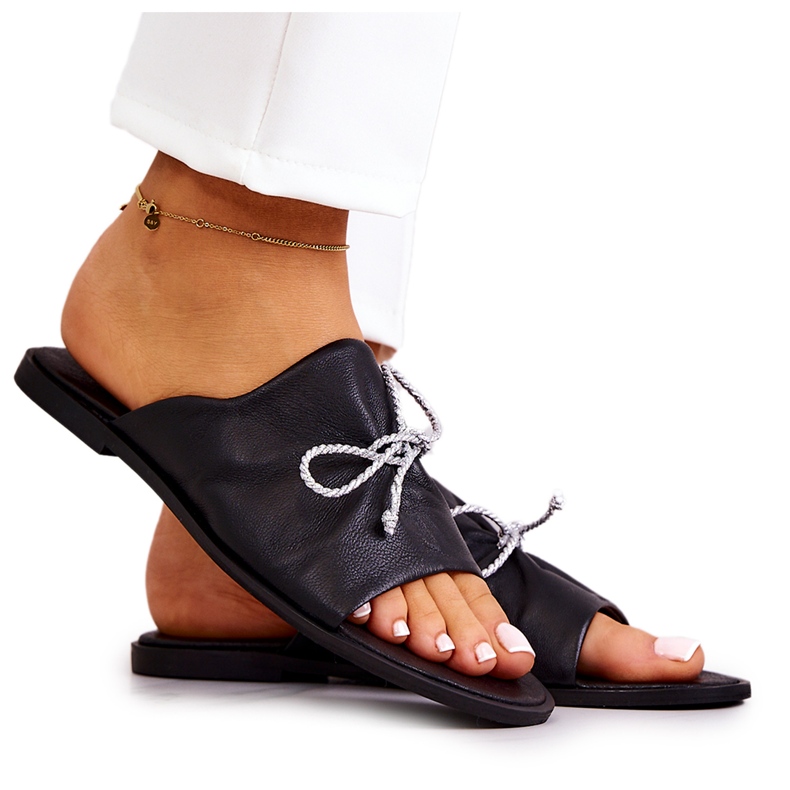 Leather Women's Slippers Nicole 2659/001 Black