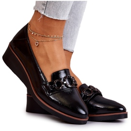 Vinceza Patent Leather Wedge Shoes Black Melodies