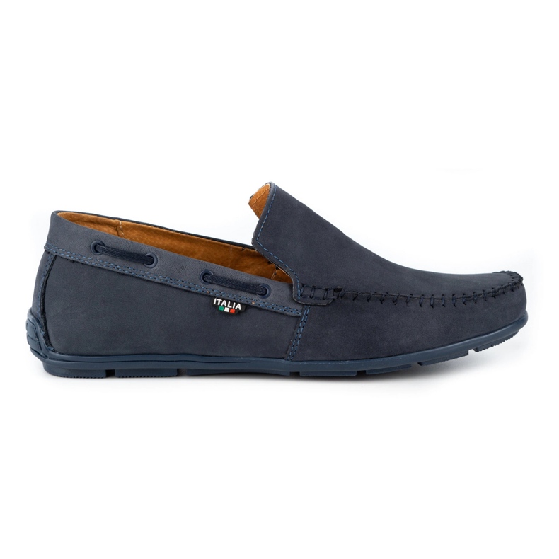 Olivier Men's leather loafers 085KNT navy blue