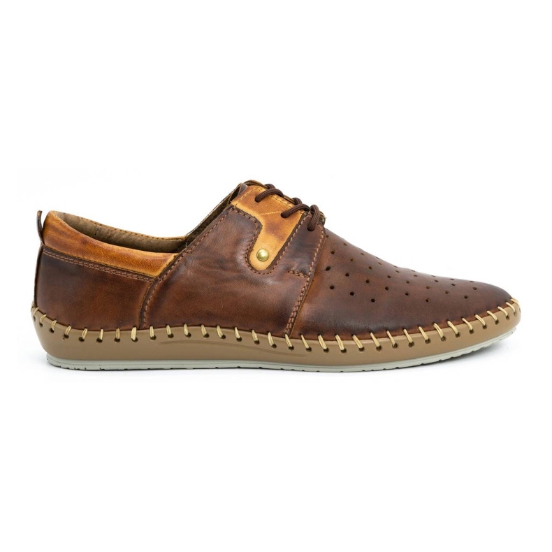 Olivier Men's leather summer shoes 744LMA brown