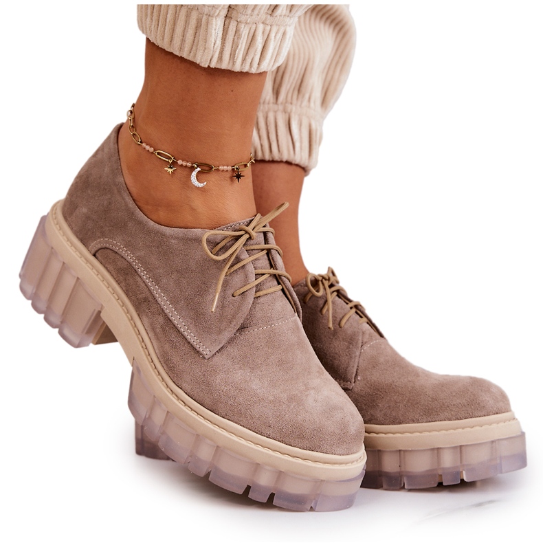 Fashionable Suede Loafers Beige Lauriss