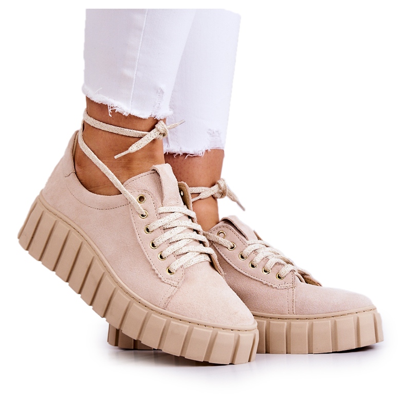 Suede Shoes Lewski Shoes 3163 Light beige