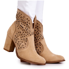 Openwork boots Lewski Shoes 3166 Beige