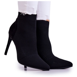 S.Barski Women's Boots With A Sock On A High Heel Black Last Night