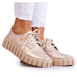 Lemar Leather Brogues On The Beige-Gold Hypnosis Platform golden