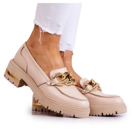 PA2 Women's Loafers Leather Loafers Beige Mollie PA2 Women's Loafers Leather Loafers Beige Mollie