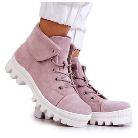 S.Barski Suede Boots Tied Light purple Dalles violet