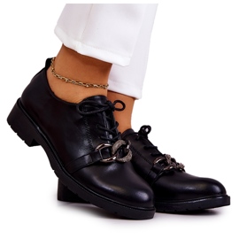 S.Barski Leather shoes tied with a black larosa ornament