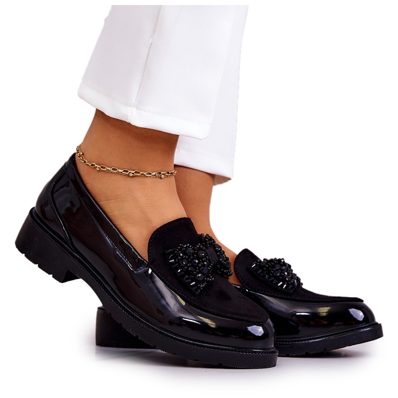 S.Barski Elegant Lacquered Loafers Loafers Black Belize