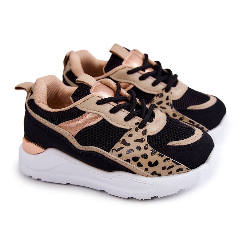 FR1 Children's Sport Shoes Sneakers Black and Beige Kizzie