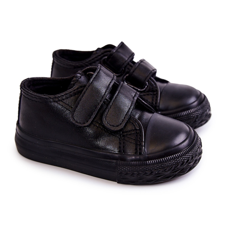 Children's Leather Sneakers Sneakers With Velcro Black Foster