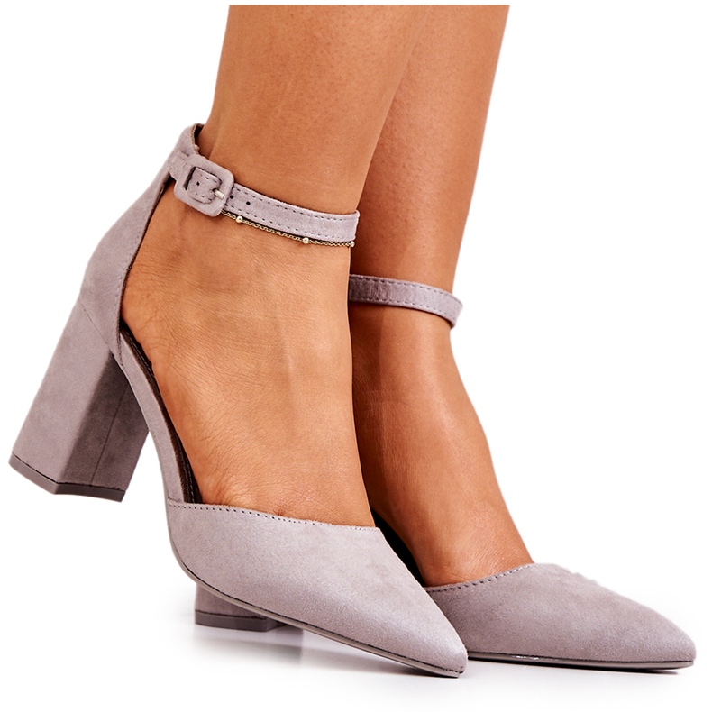 PS1 Women's Pumps On A Heel Suede Gray Harye grey