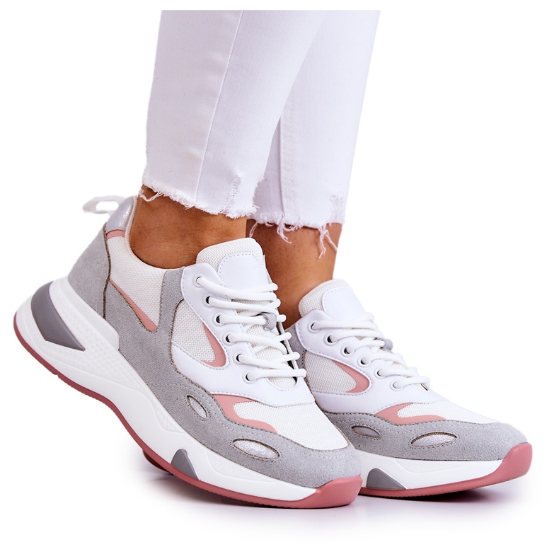 Vinceza Women's Sport Shoes Sneakers White-Gray Spencer grey