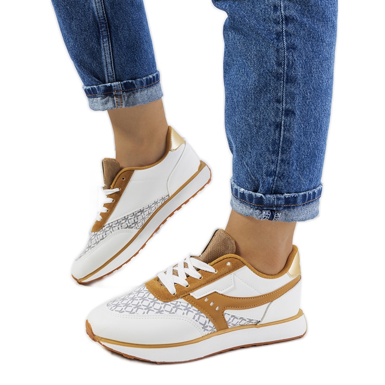 White and brown women's Chiara sneakers