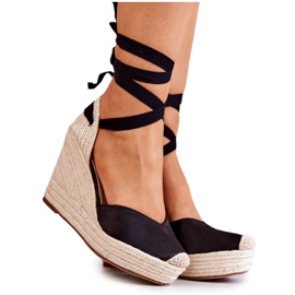 FS1 Espadrilles, Sandals On A Black Wedge. Terrific beige