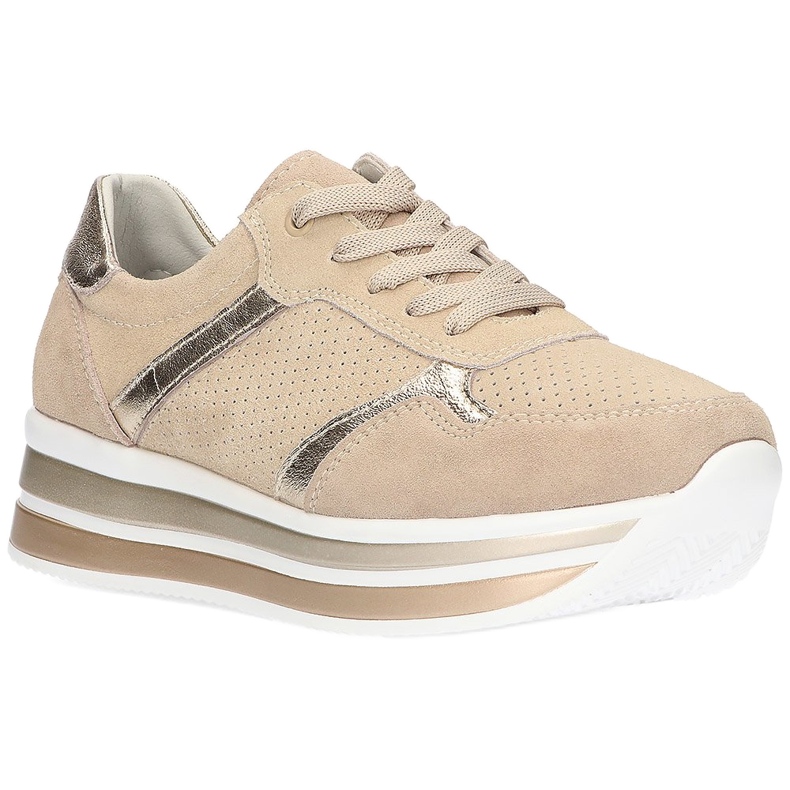 Leather suede sneakers Filippo DP2004 / 21 BE beige golden