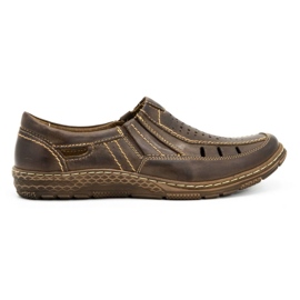 Olivier Men's leather loafers for summer 492MA dark brown Olivier Men's leather loafers for summer 492MA dark brown