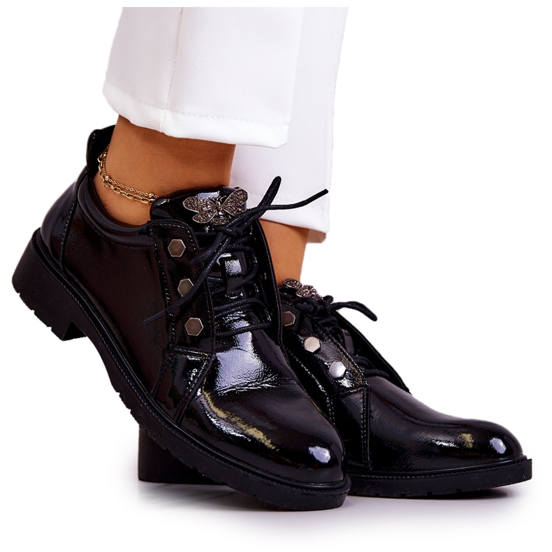 S.Barski Women's lacquered shoes with Black Harvey decoration