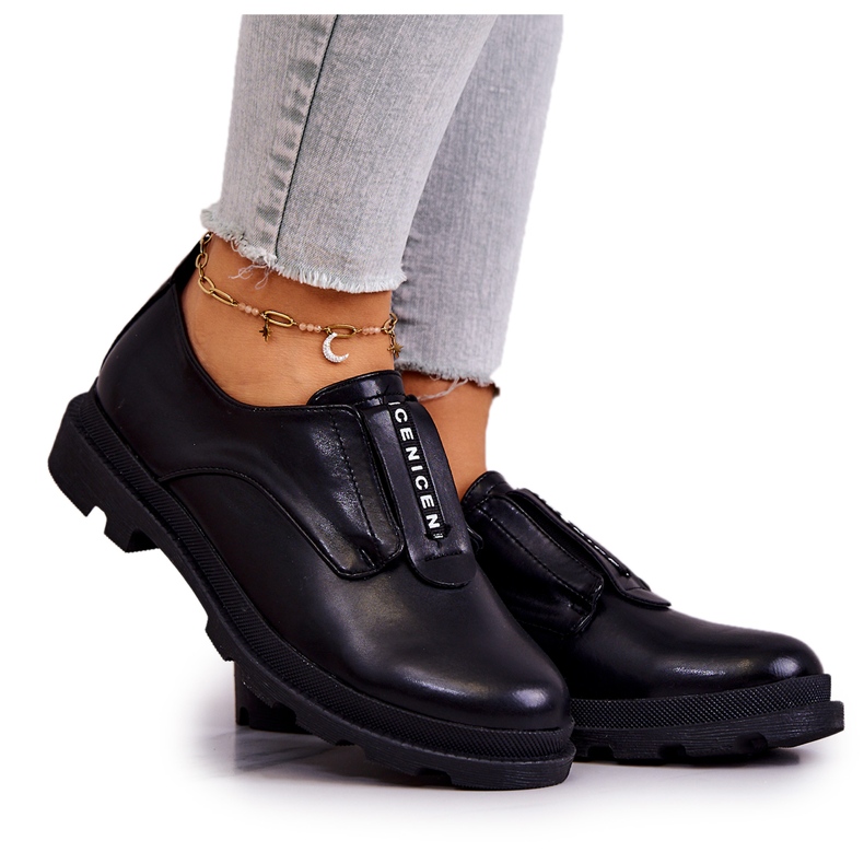 S.Barski Women's Leather Slip-On Shoes Black Kirstee
