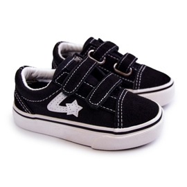 FR1 Classic Children's Black Sneakers With Velcro Phiris