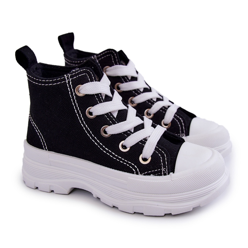 FR1 Children's High Sneakers Black and White Freeze