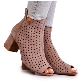 Leather Openwork Boots Maciejka 05420-10 Dark beige